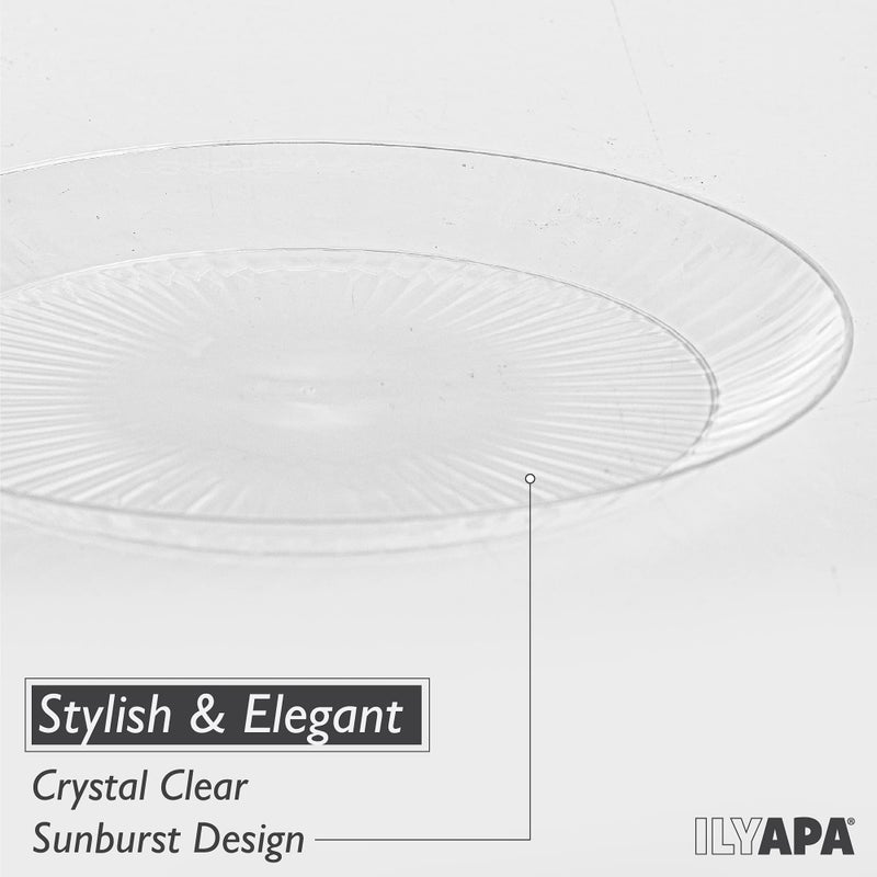 Ilyapa 100 Pack 9 Inch Disposable Dessert Plates, Plastic Clear Party Plate Sets for 100 Guests, Clear Appetizer and Cake Plates 9", Party & Dinner Accessories, Midsummer - Image 5